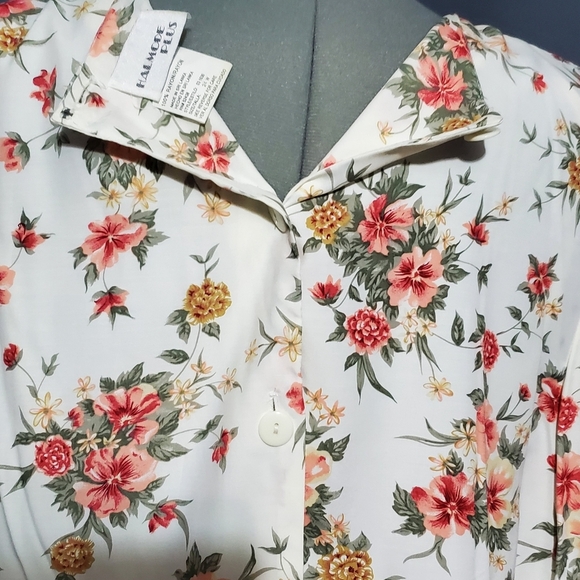 Vintage Halmode Plus Floral Church Dress Cream Pink Flowers Maxi Length Size 24W - Picture 6 of 7